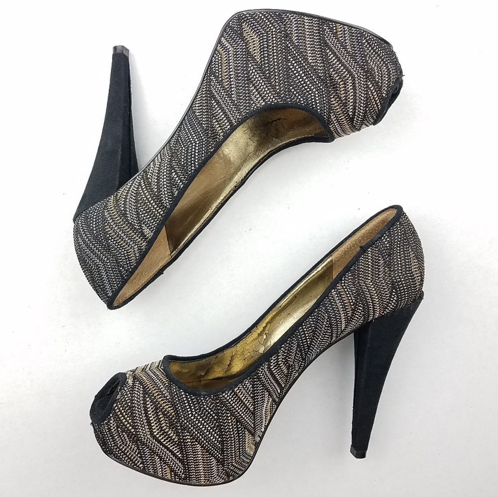 3/$20 NINE WEST Open Toed Sequined Glitter Heels